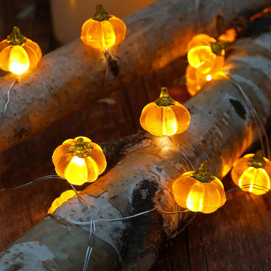 Halloween Lights 3D Jack-o-Lantern 10ft 30 LEDs Pumpkin String Lights Battery Powered Orange Lights for Halloween Party Indoor Fall Outdoor Harvest Thanksgiving Decorations