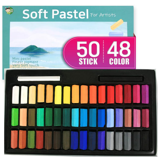 Soft Chalk Pastels, 48 colors with additional 2pcs, Non Toxic Art Supplies, Drawing Media for Artist Stick Pastel for Professional, Kids, Beauty Nail Art, Pan Chalk Pastels