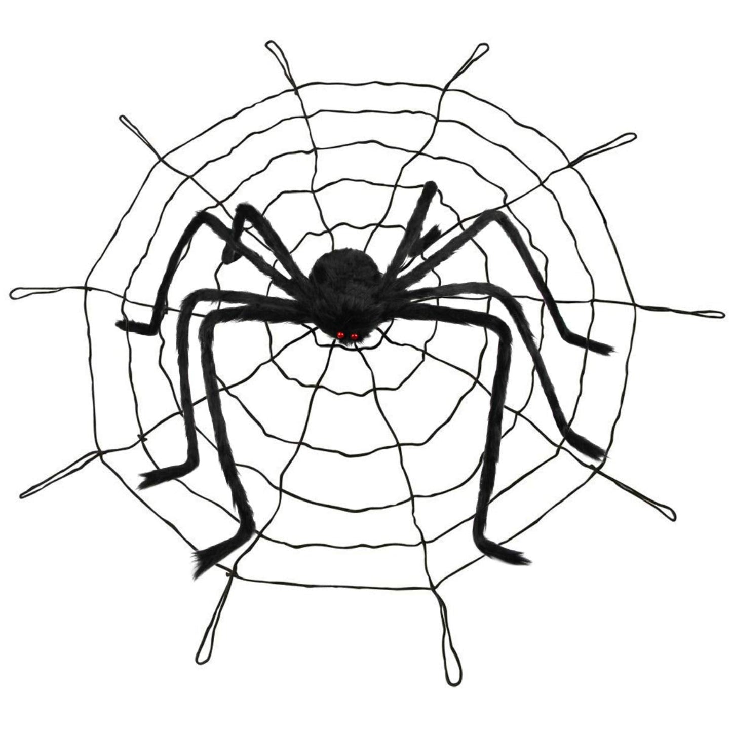 Halloween Giant Spider 6.6 Ft, Libay Outdoor Halloween Decorations Large Fake Hairy Spider Scary Furry Spider Props Outside Yard Creepy Decor, Black