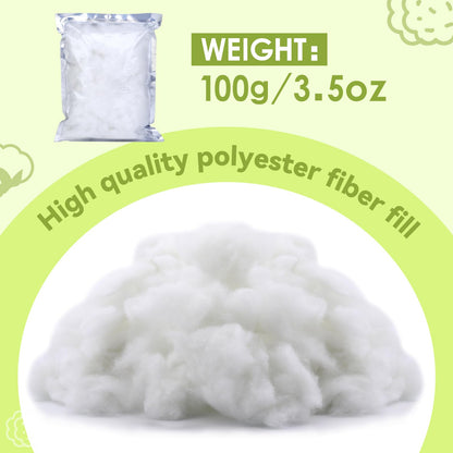 100g/3.5oz Premium Polyfill Stuffing for Stuffed Animals, Polyester Fiber Filling Stuffing, Fluff Polyfill Stuffing High Resilience Stuffing for Crafts, Crochet Stuffing