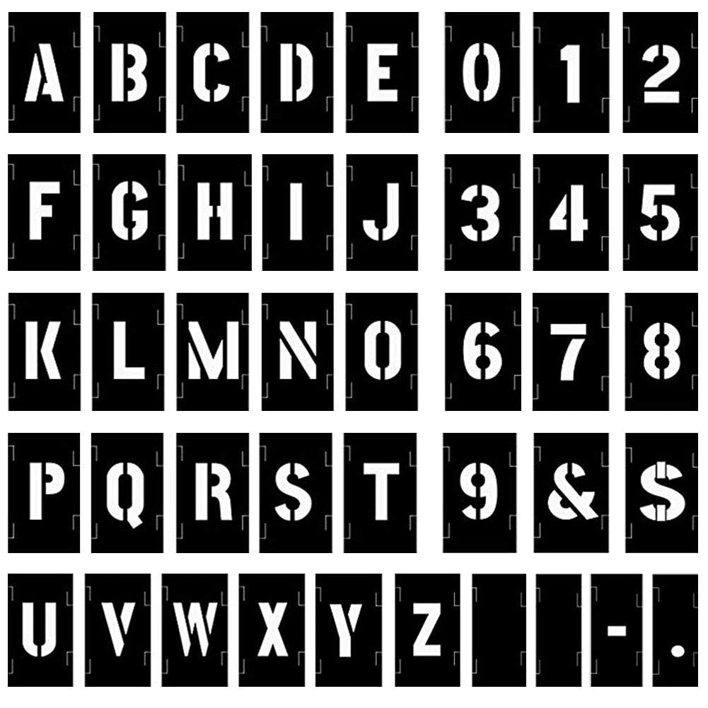 Painting Stencil Set, 1 inch Plastic Letters and Numbers Interlocking Stencil Kit 138 Pieces, Black