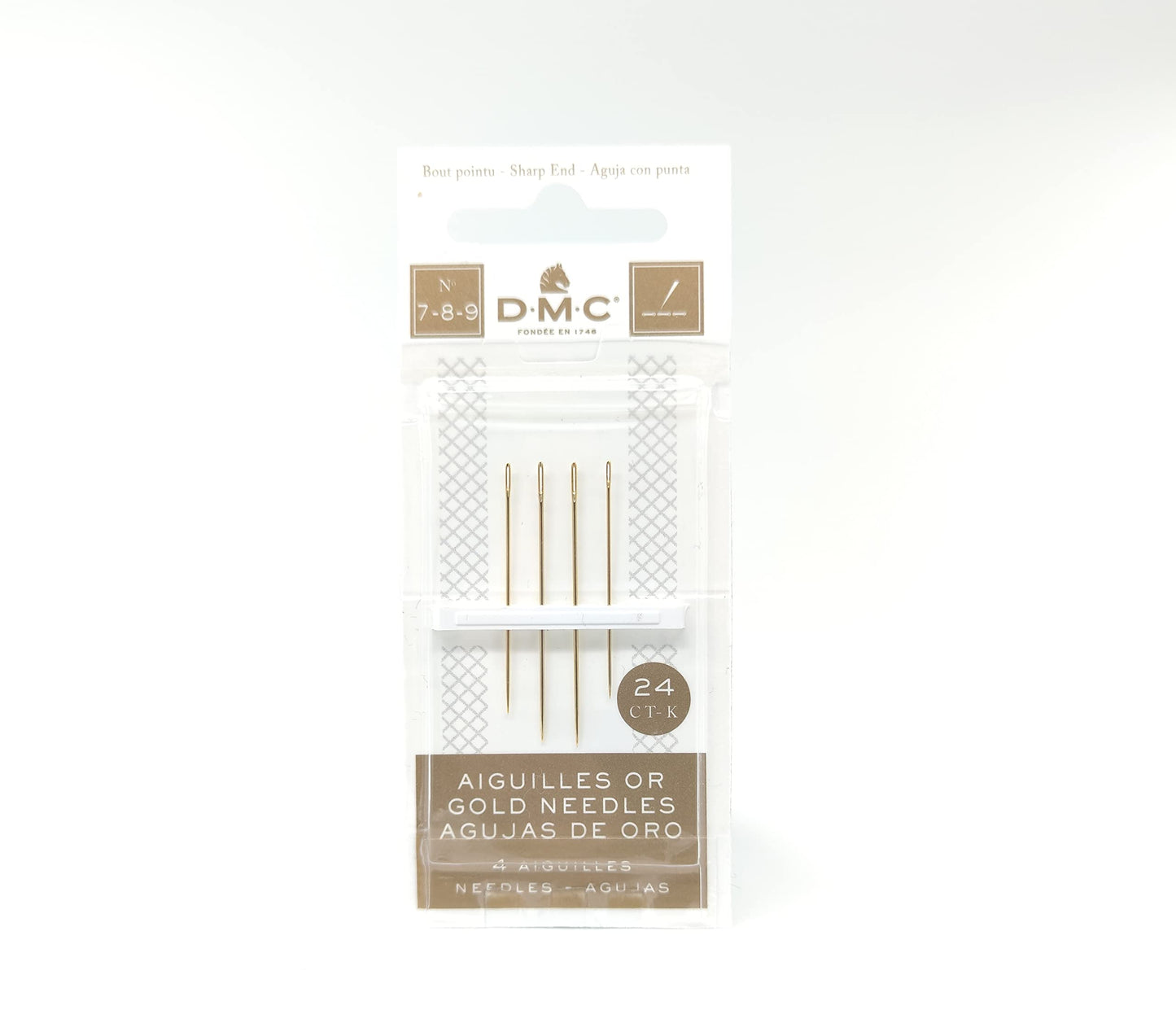 Gold Embroidery Hand Needles (1-3-5-7-8-9 Bundle Pack), Large Eye Sharp End Embroidery and Cross Stitch Needles with Maker Susan Thread Organizer Card (Total 8 Needles, 1 Organizer Card)