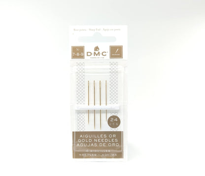 Gold Embroidery Hand Needles (1-3-5-7-8-9 Bundle Pack), Large Eye Sharp End Embroidery and Cross Stitch Needles with Maker Susan Thread Organizer Card (Total 8 Needles, 1 Organizer Card)