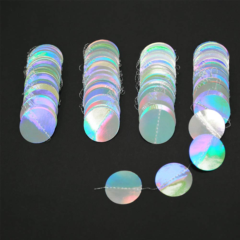 Iridescent Party Decorations Holographic Circle Garlands Disco Theme Birthday Decoration Hanging Banner Graduation Decor Ball Streamer New Year NYE Backdrop Euphoria Party Supplies