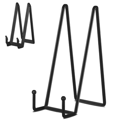 5 Pack 10 Inch Plate Holder Display Stands, Large Metal Black Frame Stand for Picture, Book, Photo Easel, Creation, Collectibles