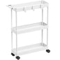 Kitchen Cart Storage 3-Tier Slim/Super Narrow Shelves with Handle, 26.5'' Height/5.5'' Width for Narrow Place, White