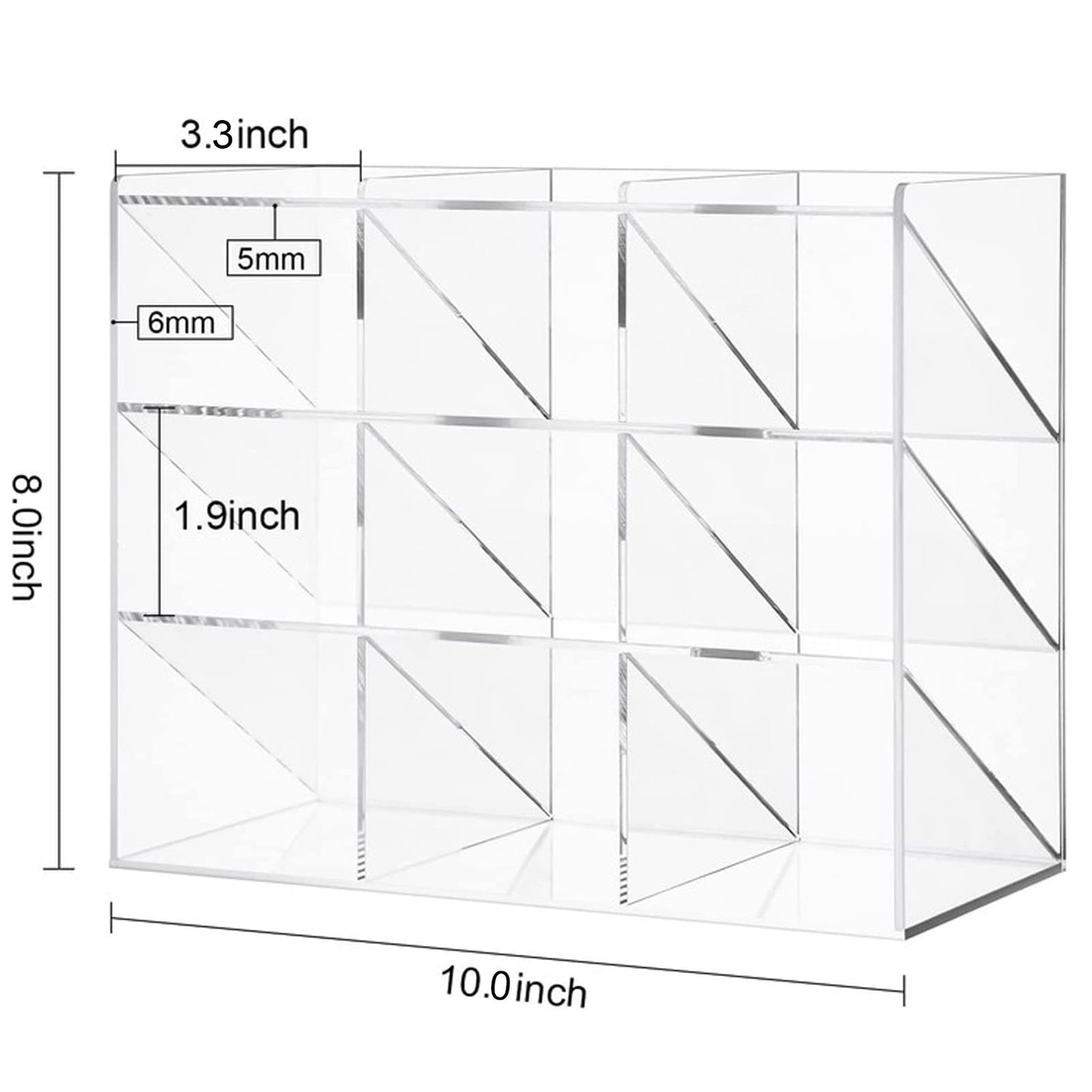 Clear Pen Organizer Storage, Acrylic Desk Organizer with 12 Compartments, Pen Organizer for Desk, Desktop Art Organizer for Office School Art Supplies (Acrylic Pen Holder)