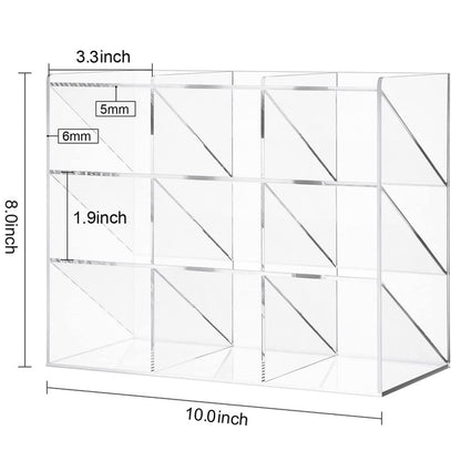 Clear Pen Organizer Storage, Acrylic Desk Organizer with 12 Compartments, Pen Organizer for Desk, Desktop Art Organizer for Office School Art Supplies (Acrylic Pen Holder)