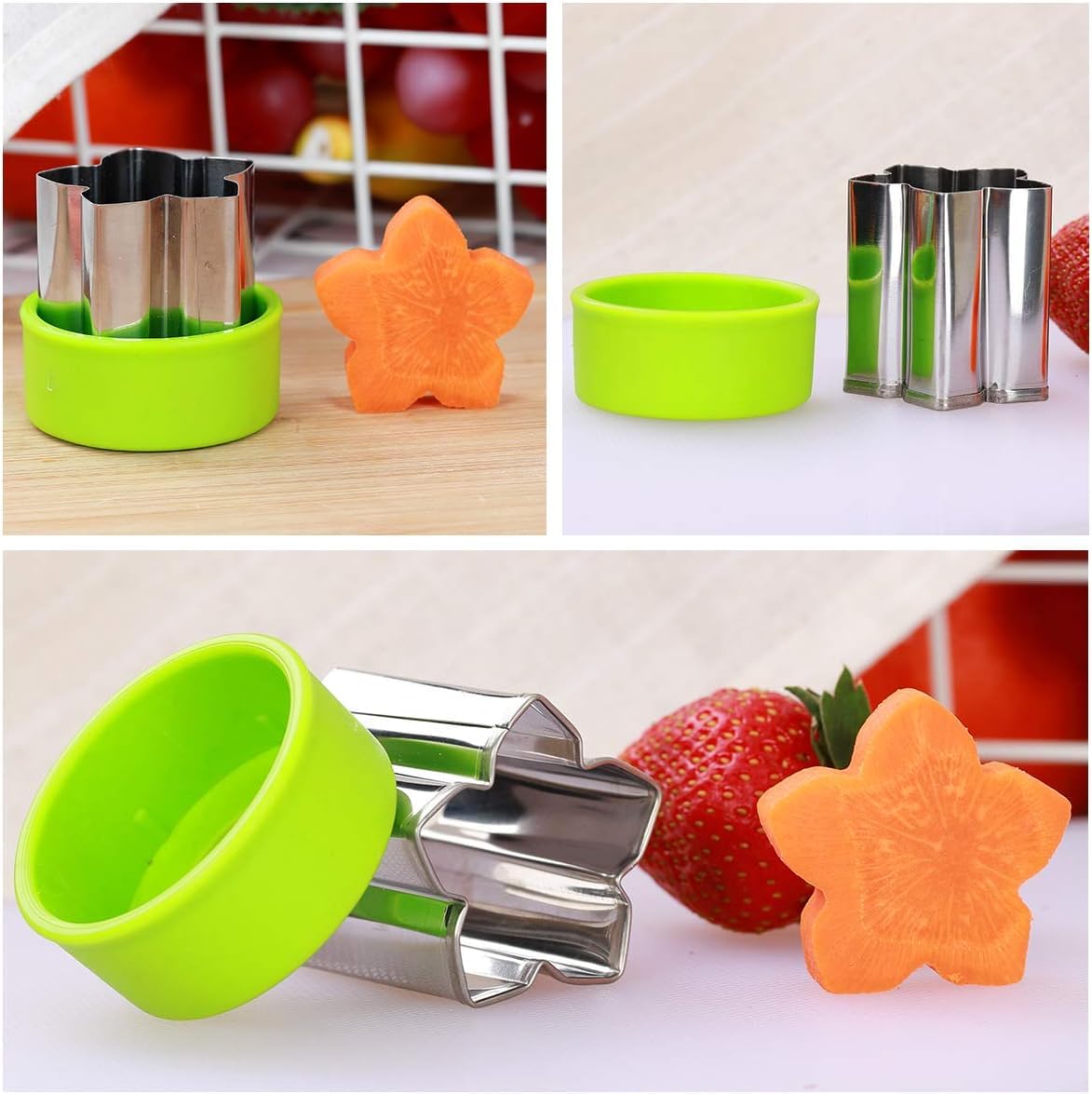 1.5" Vegetable Cutter Shapes Set - Mini Cookie Cutters Fruit Cookie Pastry Stamps Mold for Kids Baking and Food Supplement Tools Accessories (8pack)