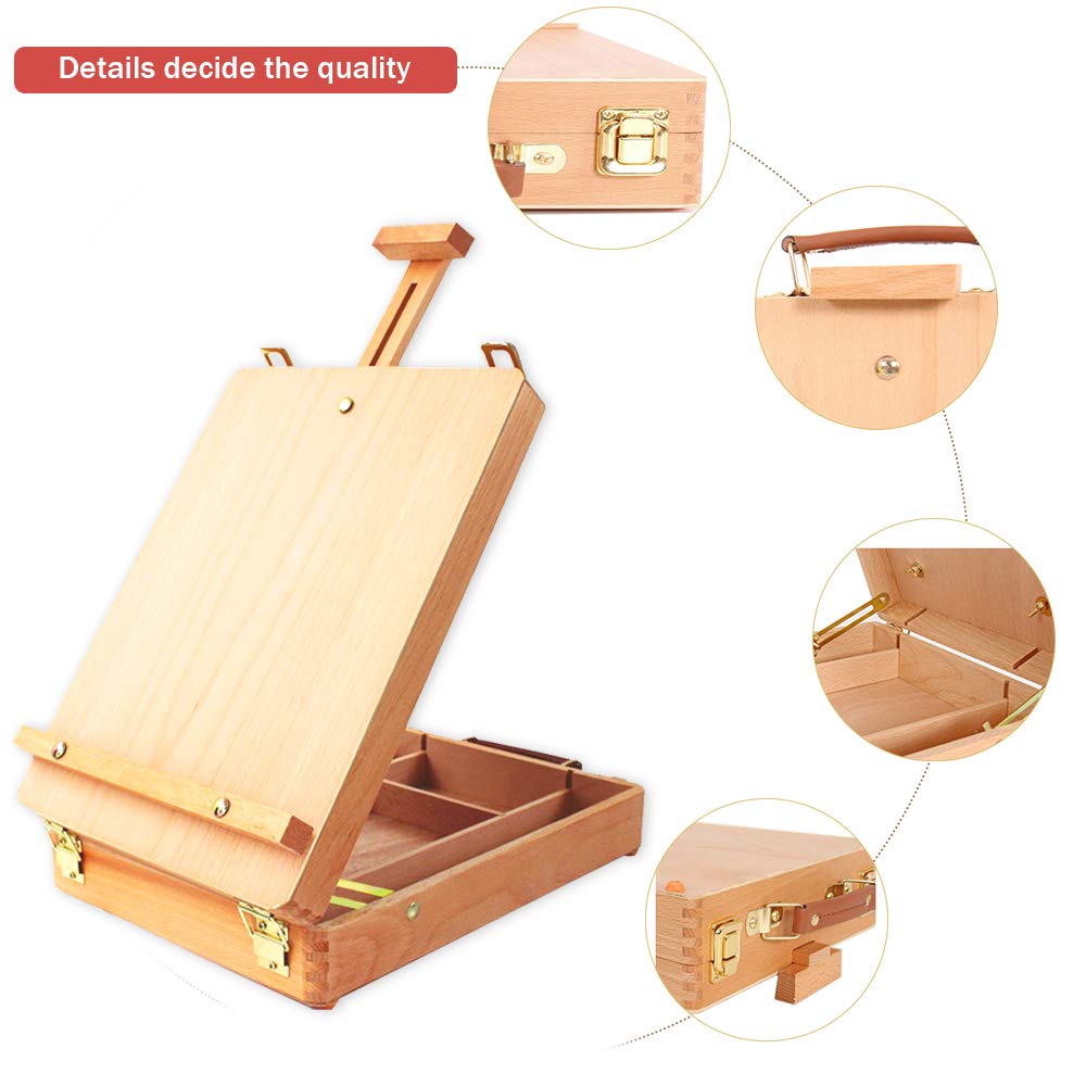 Tabletop Art Easel for Painting, Premium Wooden Sketchbox, Portable Desktop Painting Easel for Student Artist Beginner
