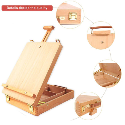 Tabletop Art Easel for Painting, Premium Wooden Sketchbox, Portable Desktop Painting Easel for Student Artist Beginner