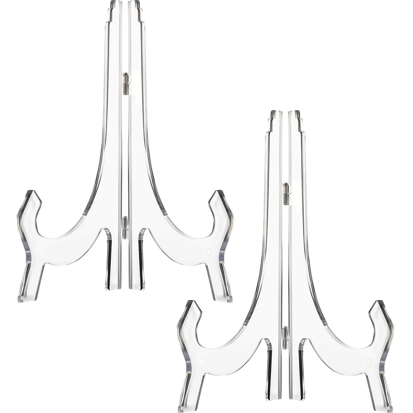 2 Pieces, 9.8 Inches Clear Acrylic Easels Display Stands/Plate Stands for Display Photos Holder Picture Frames or Other Items at Weddings, Birthdays, Home Decoration, Tables