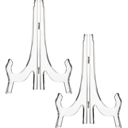 2 Pieces, 9.8 Inches Clear Acrylic Easels Display Stands/Plate Stands for Display Photos Holder Picture Frames or Other Items at Weddings, Birthdays, Home Decoration, Tables