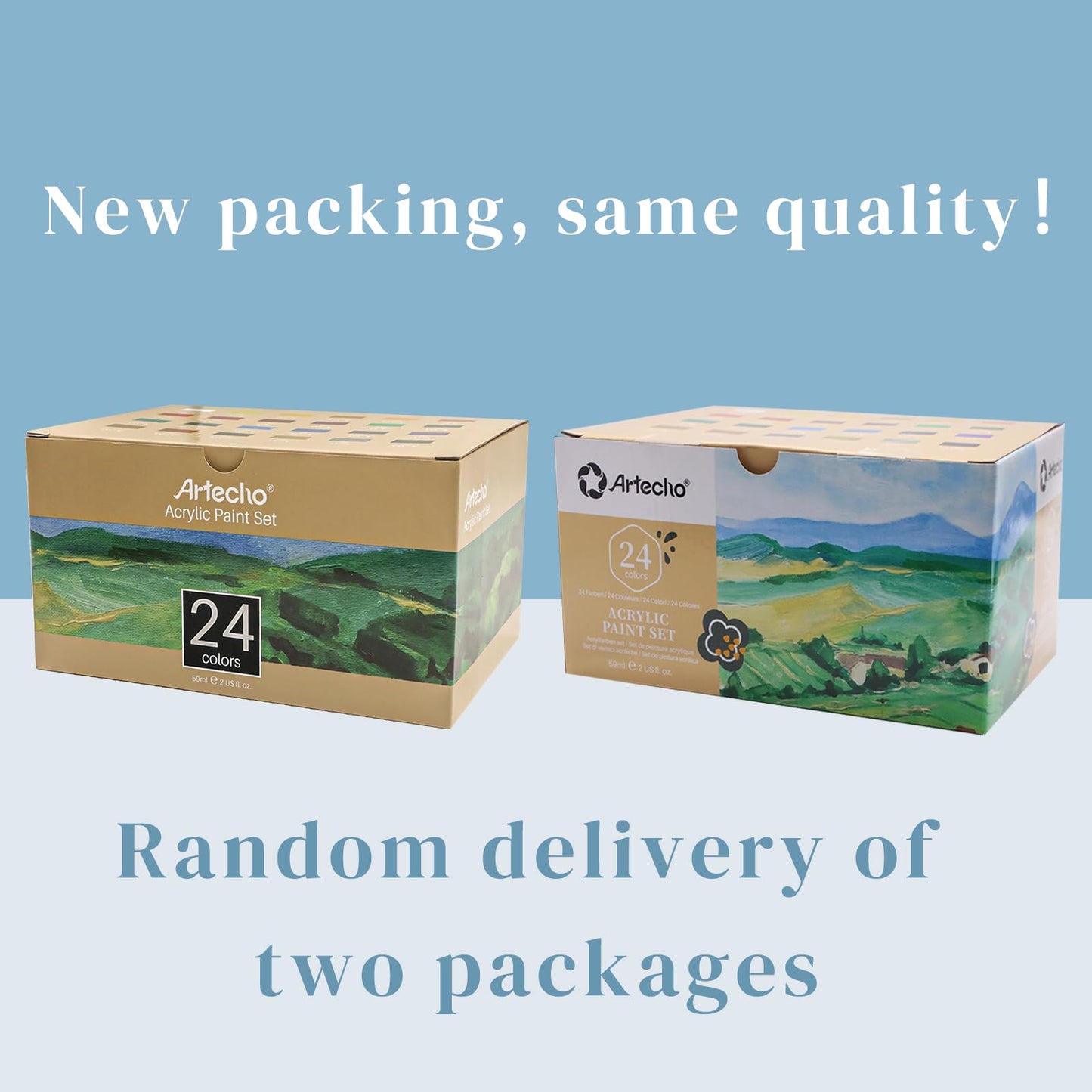 Acrylic Paint Set - 24 Colors, 2oz/59ml, Art Craft Paint for Canvas, Rocks, Wood, Fabric and Ceramic, Non-Toxic, Suitable for Artists, Students, Beginners and Adults