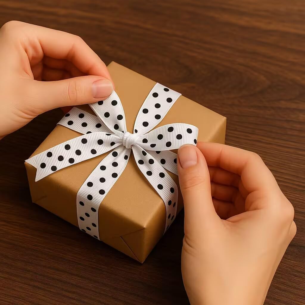 Grosgrain Ribbons for Crafts Gifts Wrapping 3/8" Boutique Polka Dot Fabric Ribbon 40yd (20 x 2yd)