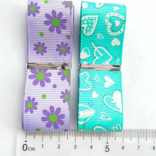 DIY Assorted 20 Yards Grosgrain Ribbon Bow Daisy Butterfly Cake Love Heart Dots Flower Rose Smile Face Craft DIY Packing Hair Bow Accessory