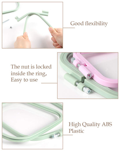 5 Pieces 5 Sizes Square Embroidery Hoops, ABS Plastic Embroidery Hoops for DIY Embroidery Craft