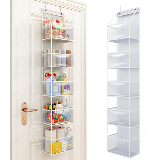 5-Shelf Over The Door Hanging Pantry Organizer, Room Organizer with Clear Plastic Pockets, 25lb Ultra Sturdy & Large Capacity for Closet, Bedroom, Nursery, Bathroom and Sundries
