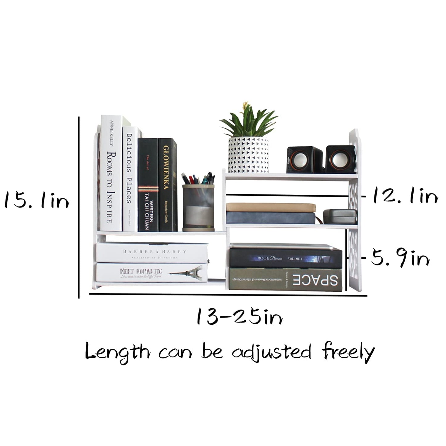 Small Bookshelf for Desktop Storage, Mini Cute Office Desk Shelves White Versatility Organizers for Women, Kids