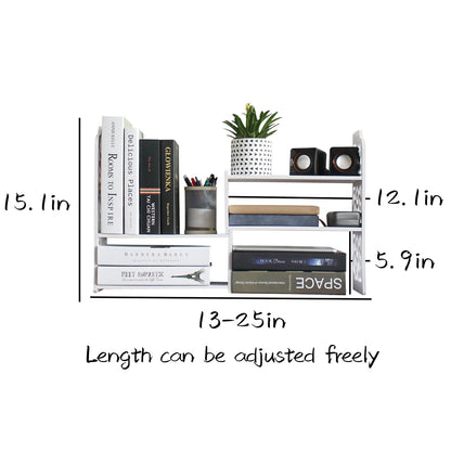 Small Bookshelf for Desktop Storage, Mini Cute Office Desk Shelves White Versatility Organizers for Women, Kids