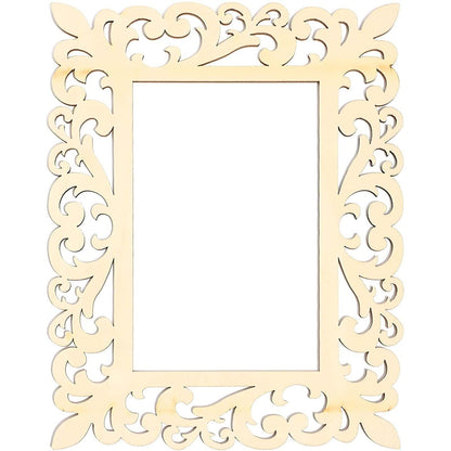 Unfinished Wooden Picture Frames for Crafts with Cutouts and String - Pack of 6