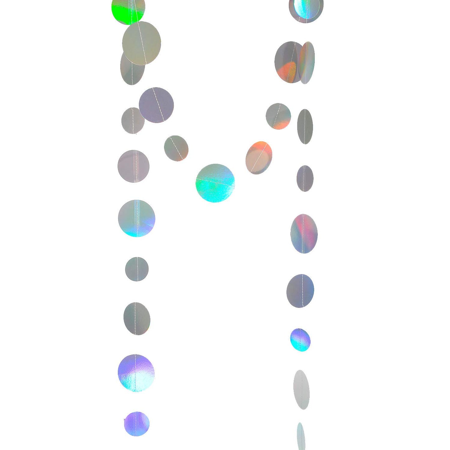 Holographic Paper Garland Shiny Iridescent Circle Dots Party Streamer Banner Backdrop Hanging Decorations, 20 Feet in Total