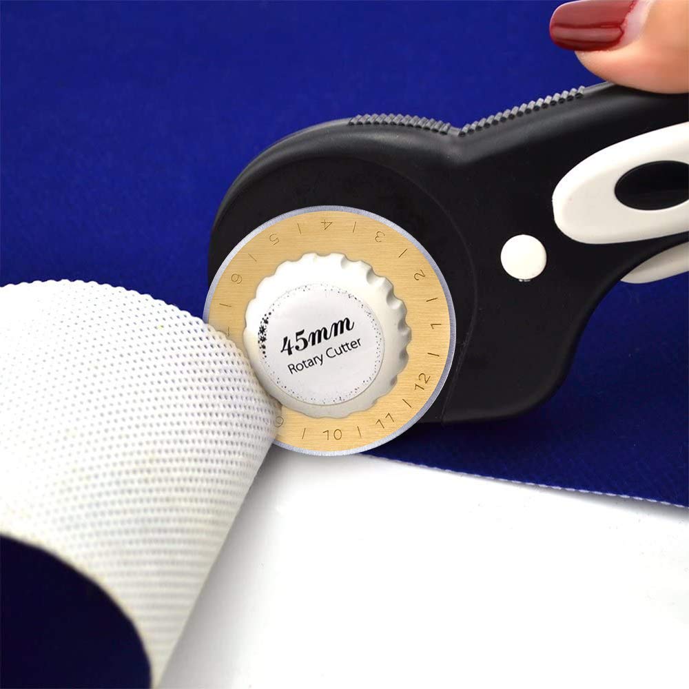 TOOLS Titanium Coated 45mm Rotary Cutter Blades 15 Pack Fits Olfa, Fiskars, Replacement Rotary Blade for Arts Crafts Quilting Scrapbooking Sewing, Sharp and Durable