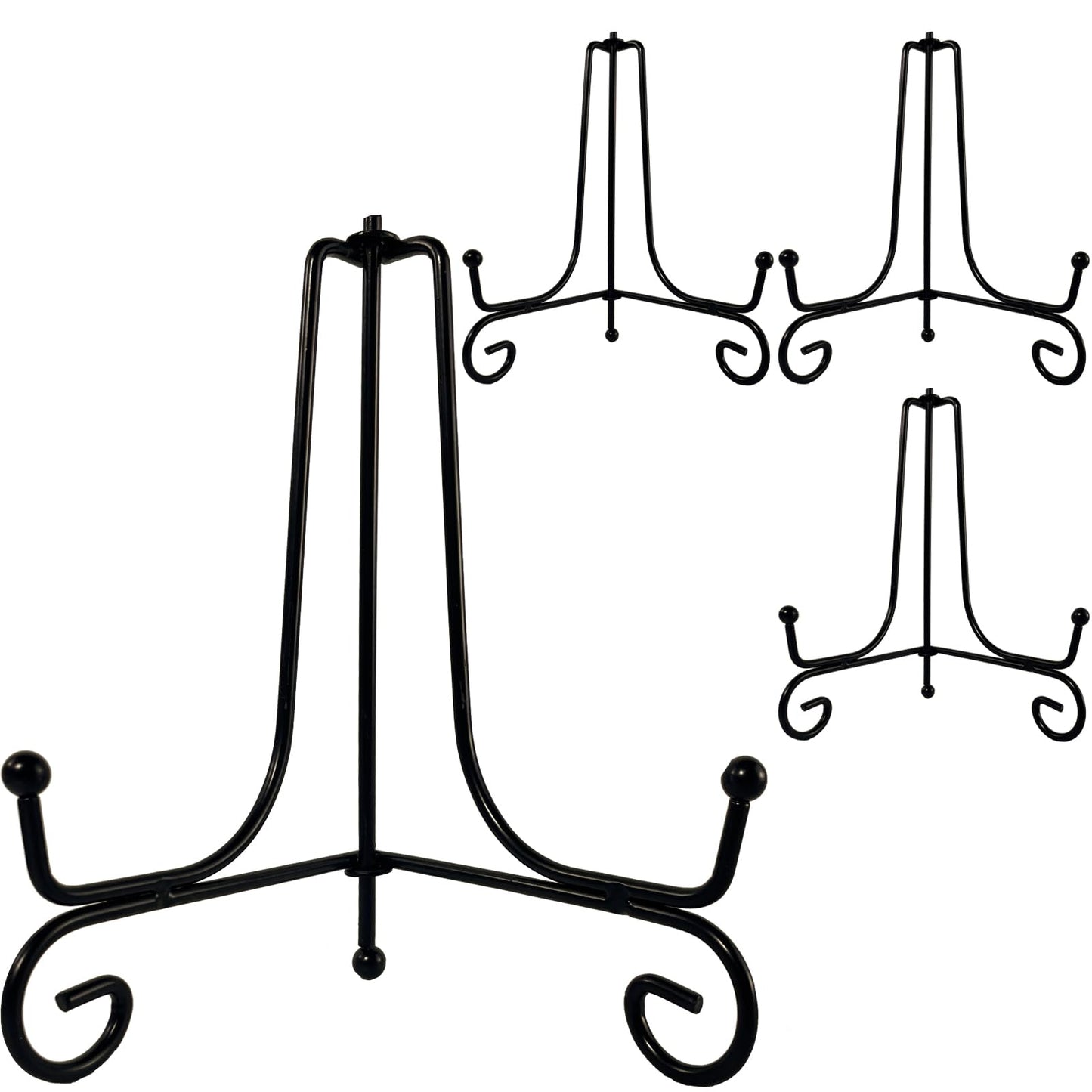 4PCS Premium Black Iron Plate Stands for Display 6 Inch, Decorative Solid Metal Plate Holders for Displaying, Mini Easel, Frame, Book, Card, Plaque, Bowl, Picture Stands for Display