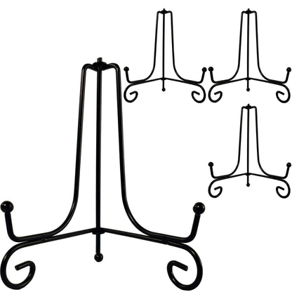 4PCS Premium Black Iron Plate Stands for Display 6 Inch, Decorative Solid Metal Plate Holders for Displaying, Mini Easel, Frame, Book, Card, Plaque, Bowl, Picture Stands for Display