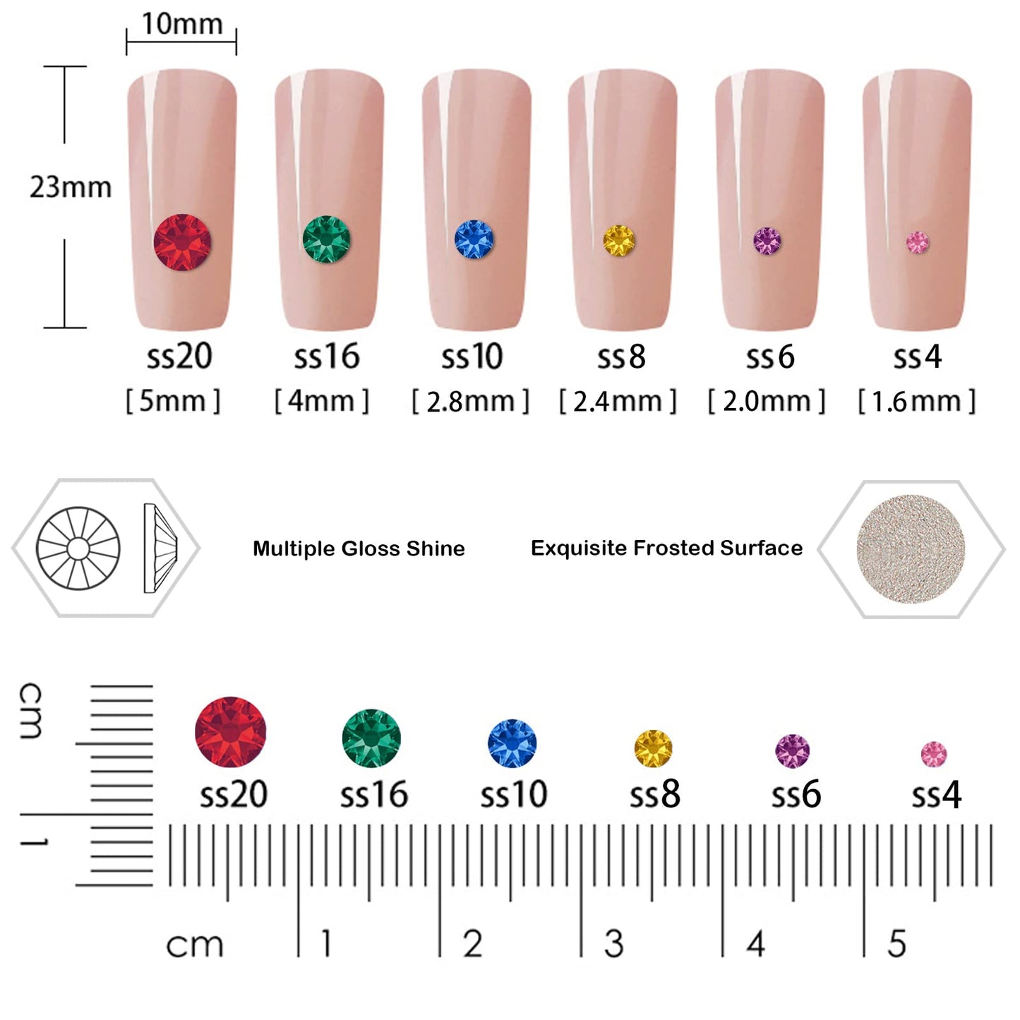 Beads 7000 Pieces Rhinestones 5 Sizes Round Crystal Glass Flat Back Rhinestones with 1Tweezers and 1Picking Pen for Nail Art Crafts Clothes Bags DIY (24 Colors Mixed 5 Sizes)