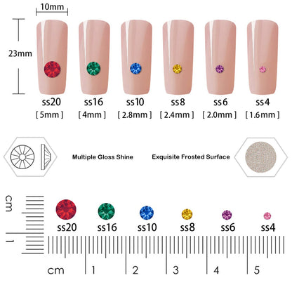 Beads 7000 Pieces Rhinestones 5 Sizes Round Crystal Glass Flat Back Rhinestones with 1Tweezers and 1Picking Pen for Nail Art Crafts Clothes Bags DIY (24 Colors Mixed 5 Sizes)