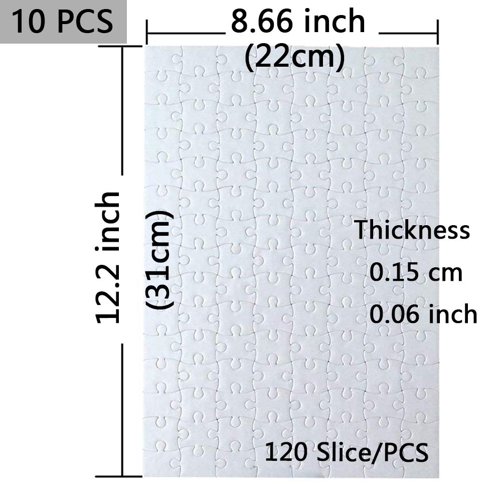 10 Sets Blank Sublimation A4 Jigsaw Puzzles with 120 Pieces - DIY Heat Press Transfer Crafts - Wholesale DIY Thermal Transfer Pearl Puzzles