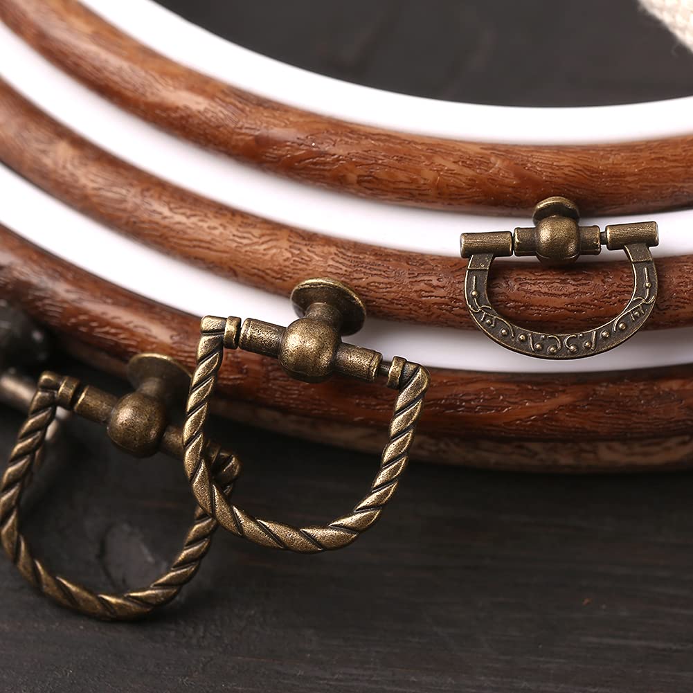 Embroidery Hoop, 7.5'' 9.2'' Oval Embroidery Hoop, Imitated Wood Display Frame with 30 Pieces Embroidery Needles, Embroidery Frame and Cross Stitch Hoop for Art Craft Sewing and Wall Hanging