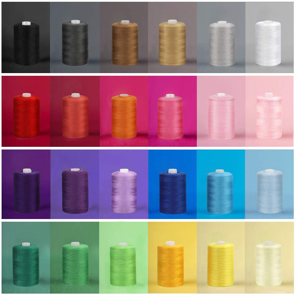Sewing Thread Sets - 24-Color Mixed Cotton, 1000 Yards for Sewing Machine, DIY Projects