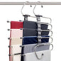 Pants Hangers Space Saving 2-Pack - 5-Tier, Non-slip, Stainless Steel Pants Organizer for Closet, Hangs Horizontally or Vertically, Multifunctional Storage for Jeans, Skirts, Scarves, Leggings, Shorts