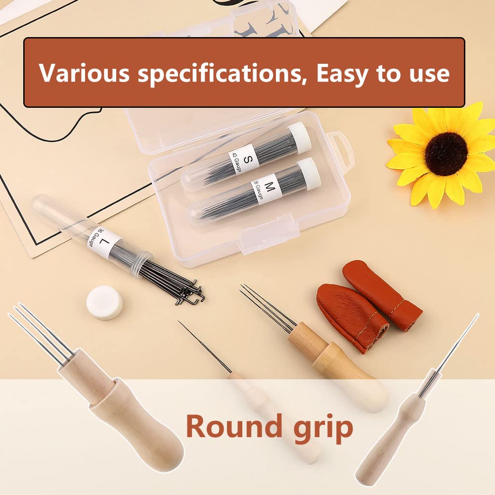 74 Pcs Needles Wool Felting Needles Tools Needle Felting Supplies Felting Tools Needle Felting Tool with 3 Sizes Felting Needles for Beginner Professional