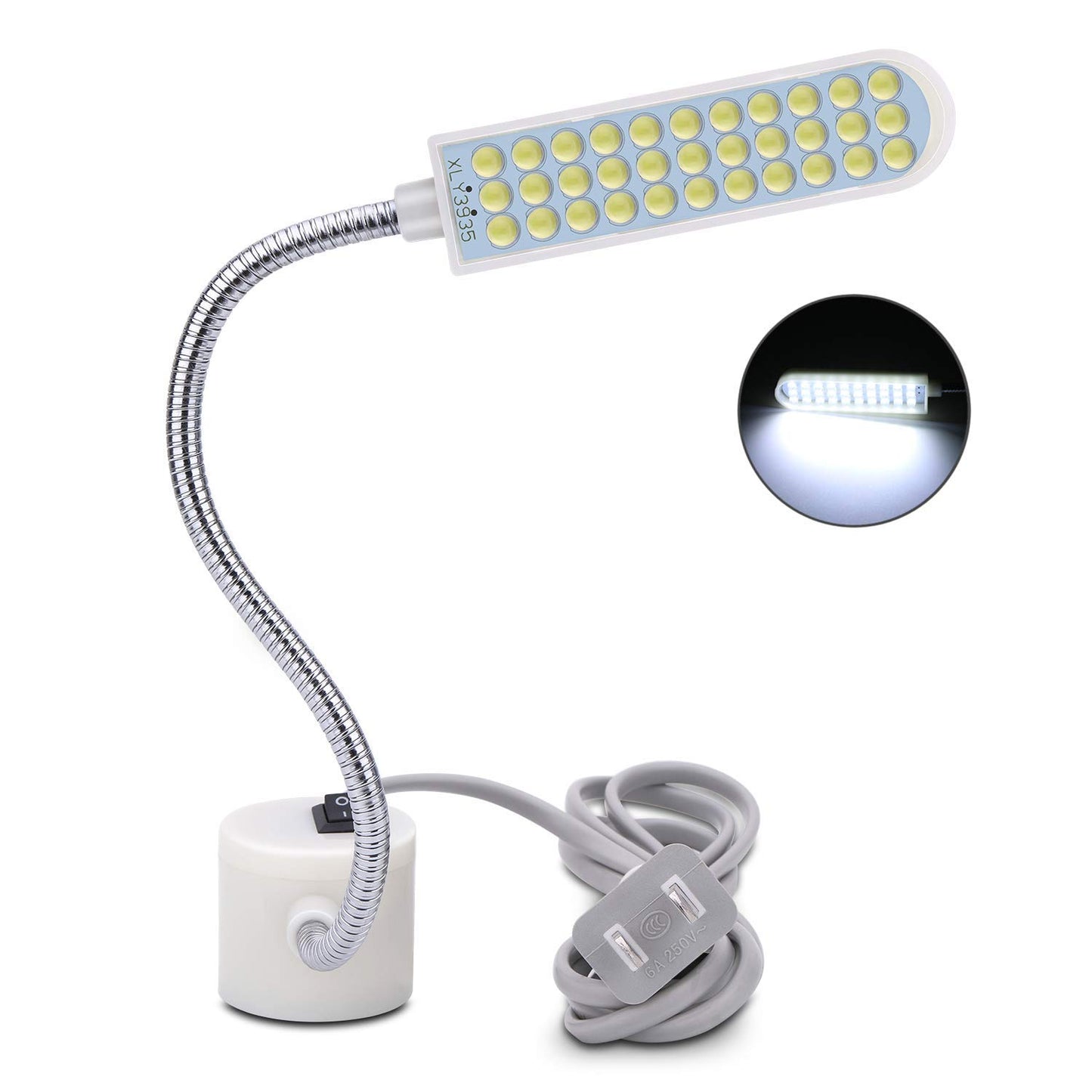 Sewing Machine Light (36LED) Gooseneck Work Light With Magnetic Mounting Base, White Soft Lamp for Lathes, Drill Presses, Workbenches