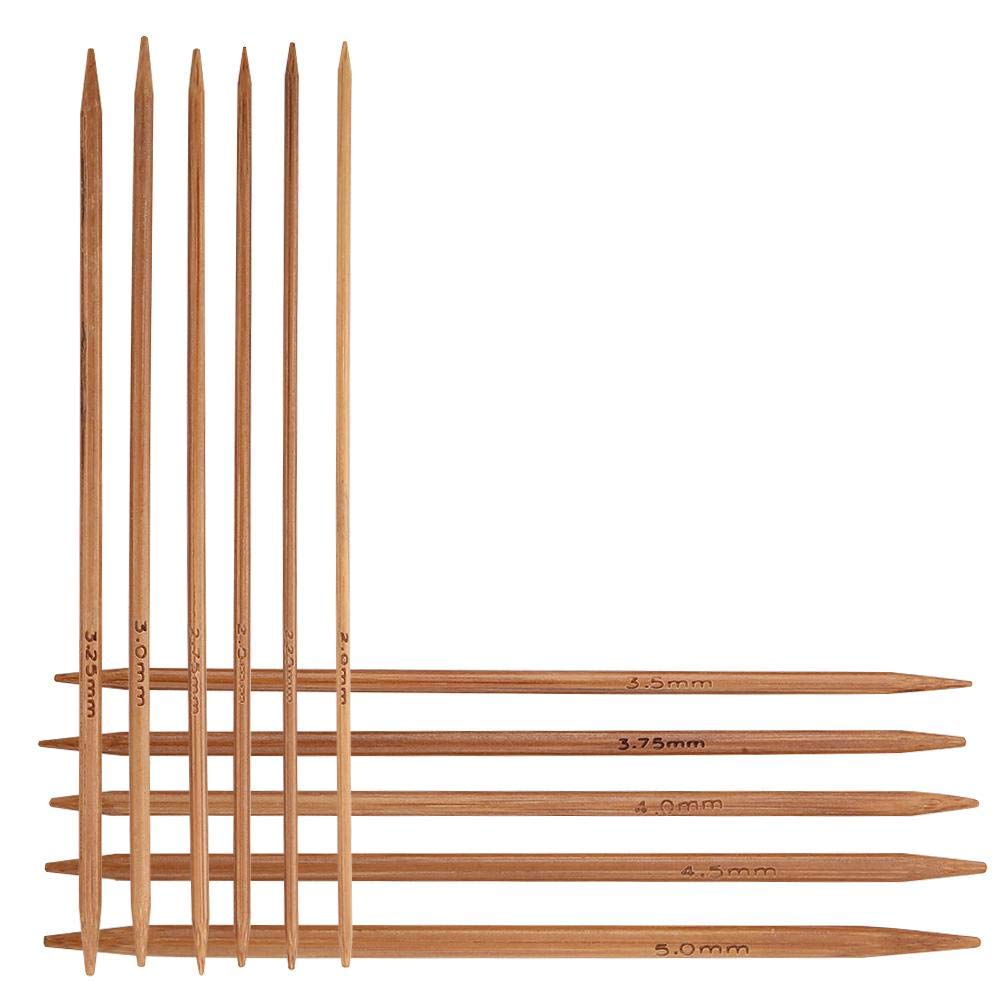 55pcs/Set Knitting Needles Kit Carbonized Bamboo Double Pointed Needles Set in 11 Sizes 13cm/5.1in (2.0mm-5.0mm)
