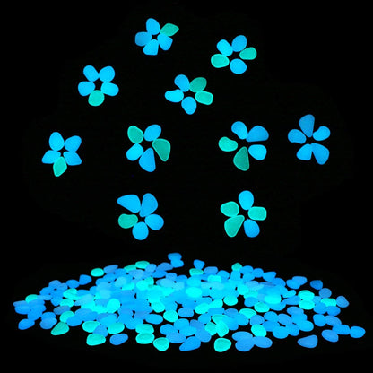 Glow in The Dark Garden Pebbles Stones Rocks for Yard and Walkways Decor, DIY Decorative Luminous Stones in Blue (200 PCS)