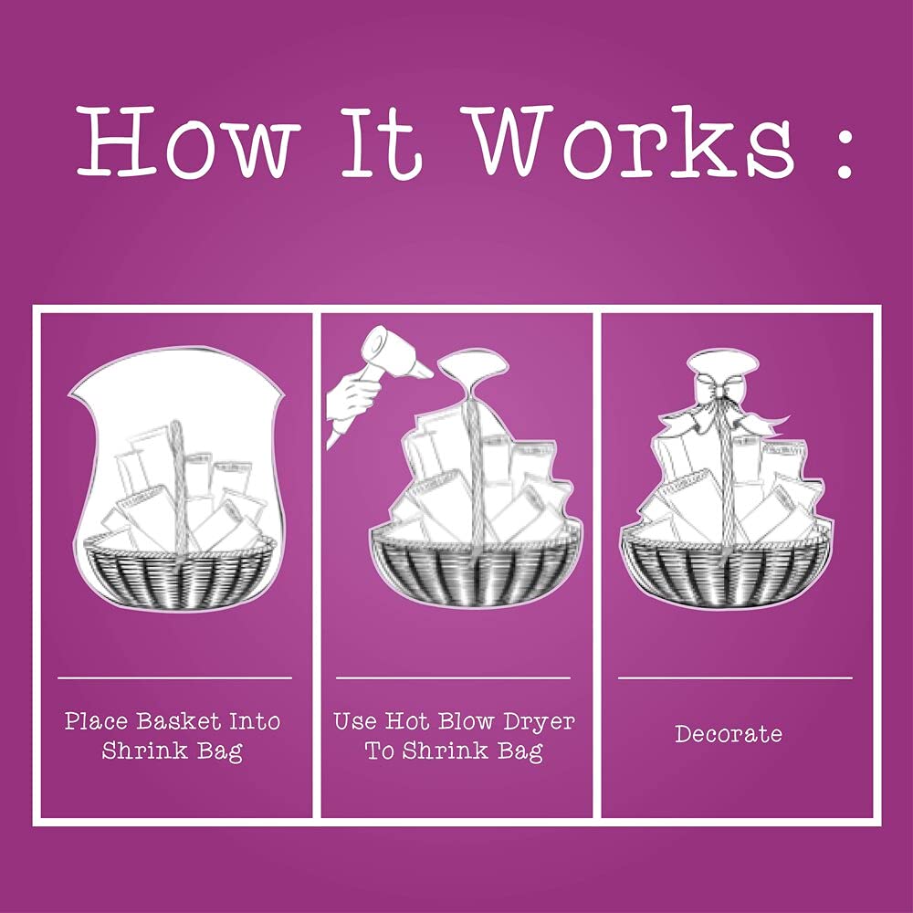 Crafts Shrink Wrap Basket Bags 10 Pack For Gift Baskets Clear cellophane PVC Shrink Bags 24"X 30"……