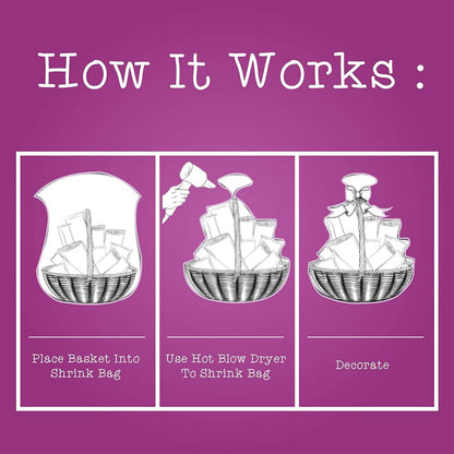 Crafts Shrink Wrap Basket Bags 10 Pack For Gift Baskets Clear cellophane PVC Shrink Bags 24"X 30"……