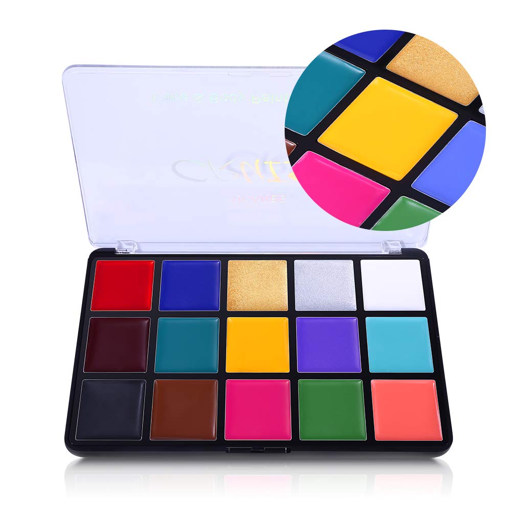 Face Body Paint Oil, Professional 15 Colors FX Makeup Palette- Non Toxic Hypoallergenic Safe Facepaint for Halloween, Cosplay Costumes, Parties and Festivals