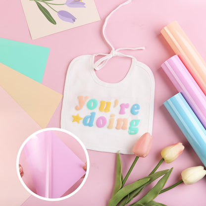 Puff Vinyl Heat Transfer -12'' x 10''6 Sheets Pastel 3D Puff HTV Iron On Vinyl Candy Color HTV Green Puff Heat Transfer Vinyl for T-Shirts