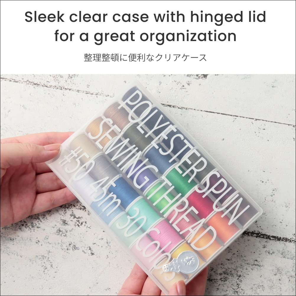 Japan 30-Color Handy Polyester Sewing Thread Set, 45m / 50 yds Each [93011]