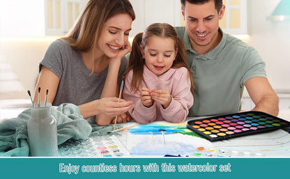 2 Pack Watercolor Paint Set 12 Vivid Colors Includes Watercolour Mixing Palette and 2 Brushes, Perfect For Artists, Beginner Painters, Kids and Adult Painting