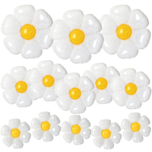 Daisy Balloons, 18pcs White Daisy Flower Balloons Party Decorations for Birthday Wedding Baby Shower Party Decorations Supplies（Huge Balloon X 3, Medium X 5, Small X 10）