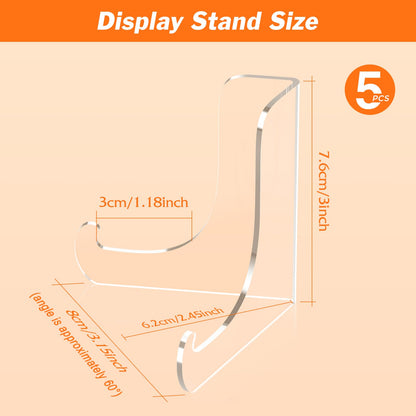 5 Pack Acrylic Display Stand, Plate Stand for Display, Clear Easel Stand, Display Holder for Card, Frame, Picture, Magazine, Book, CD, Phone (Small/ 3 Inch)