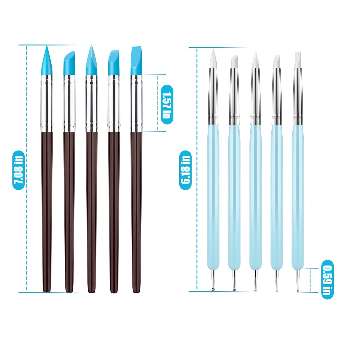 10Pcs Silicone Clay Sculpting Tool, Modeling Dotting Tool & Pottery Craft use for DIY Handicraft, Silicone Brush, Sculpture Pottery, Nail Art