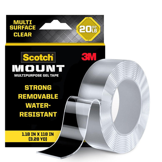 Mount Multi-Purpose Gel Tape, Double-Sided Tape for Heavy Duty Applications, Removable Mounting Tape, Nano Tape, Water-Resistant Clear Mounting Tape, Holds up to 20 lbs, 1-Pack
