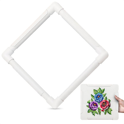 11 Inch Plastic Embroidery Hoop - Snap Needlework Frame White Plastic Sewing Hoops Hand Embroidery Hoops - Snap Needlework Frame Cross Stitch Frame Square Embroidery Hoop for Cross Stitching, Quilting